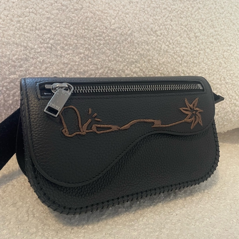 Dior Black Leather Bag with Brown Detail